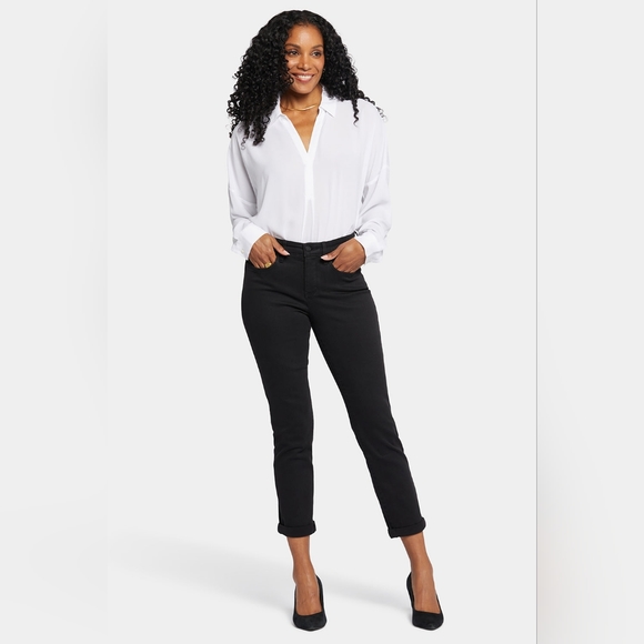 NYDJ Margot Girlfriend Black Jeans Cool Embrace Lift Tuck Rolled Cuffs Size 18W - Picture 13 of 13